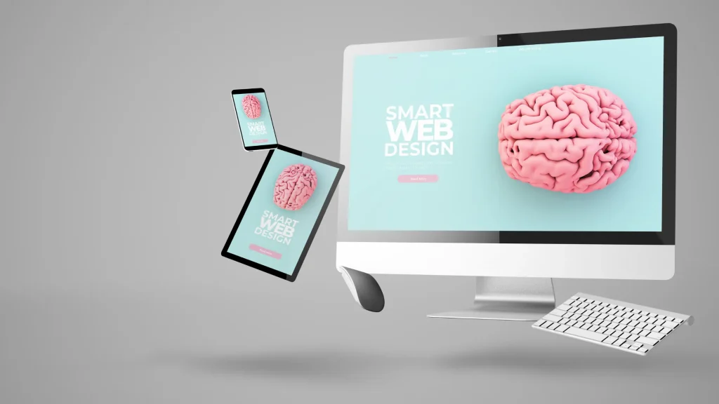 CMS website development displayed on various devices showcasing responsive web design.