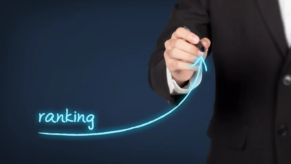 Hand drawing an upward trend on a graph, representing the importance of rankings in the Best SEO Practices for 2025.